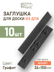 Комплект пластиковых заглушек для террасной доски из ДПК, цвет Графит, 10 шт