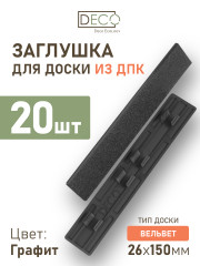 Комплект пластиковых заглушек для террасной доски из ДПК, цвет Графит, 20 шт