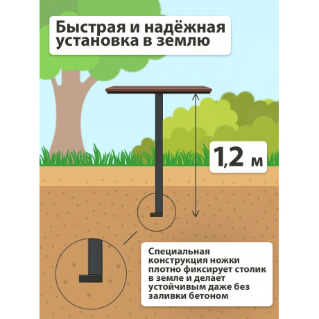 Столик вкапываемый из ДПК, шоколад